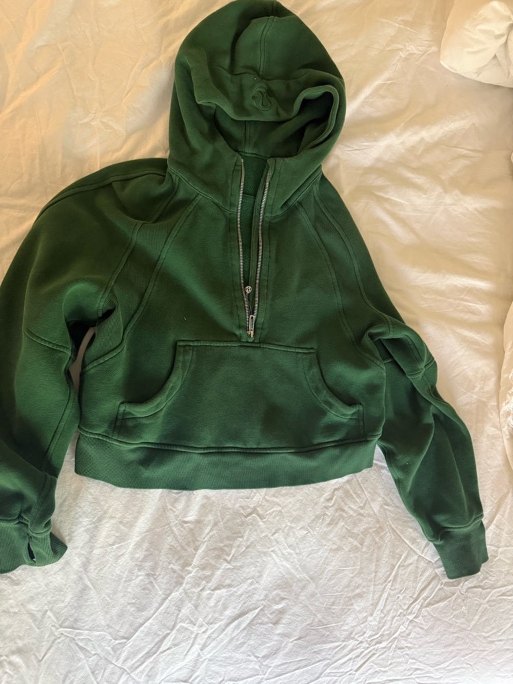 Lululemon Women's Dark Green scuba Half-Zip Hoodie Sweatshirt